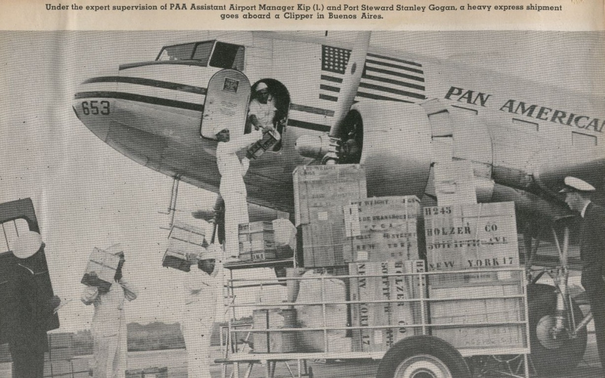 Pan American DC 3 tail number  NC25653 loading cargo in Buenos Aires, Argentina.